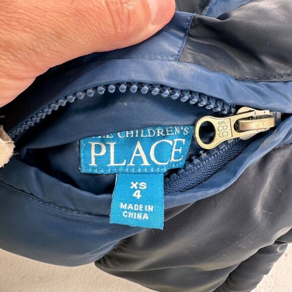 The Childrens Place XS 4 Navy Blue Puffer Vest With Zipper Pockets Stand Collar - Picture 2 of 8